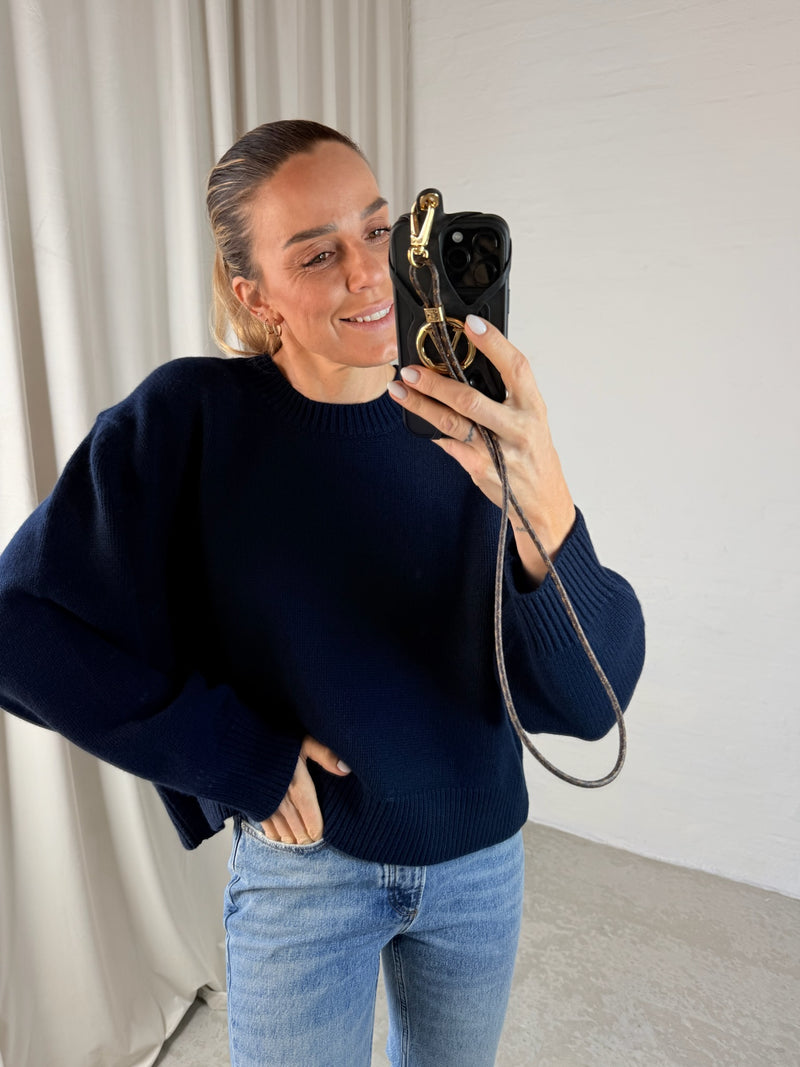 Anine Bing - Cropped Strik - Marine Blå - Roni