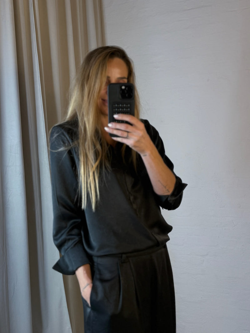 My Essential Wardrobe - Skjorte - Black - Silk