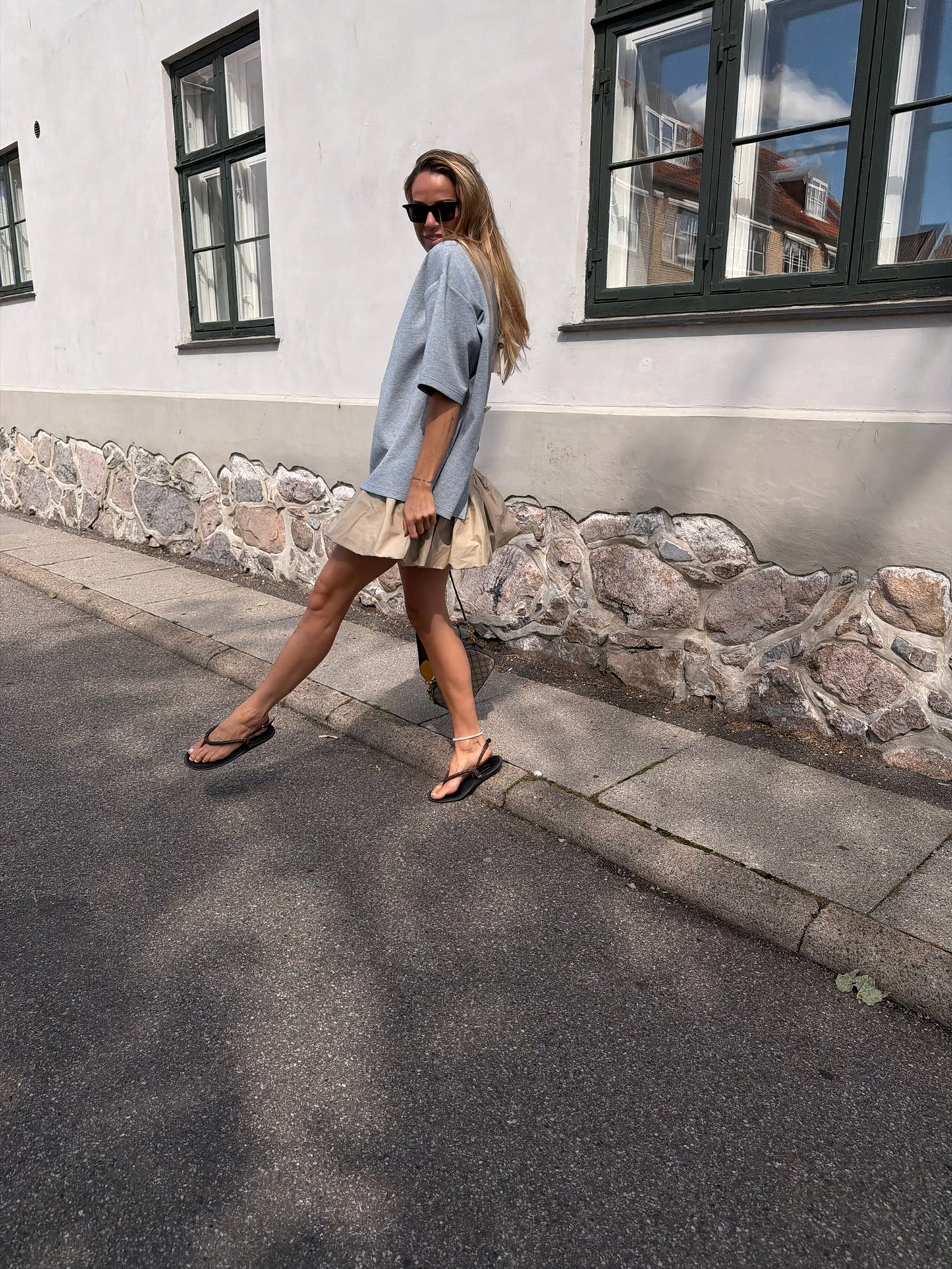 Ganni - Nederdel - Warm Sand - Double Cotton Mini Skirt