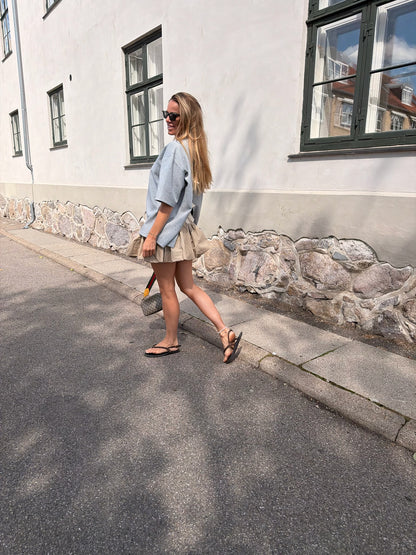 Ganni - Nederdel - Warm Sand - Double Cotton Mini Skirt
