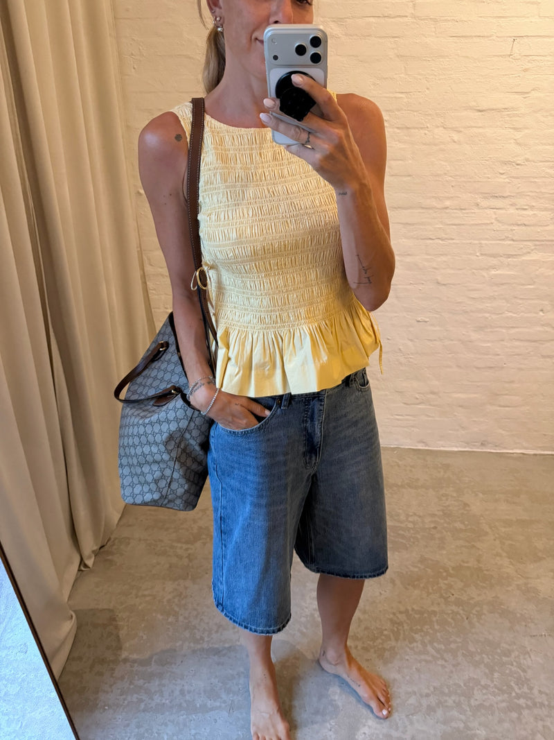 Ganni - Top - Italian Straw - Poplin Smock Top