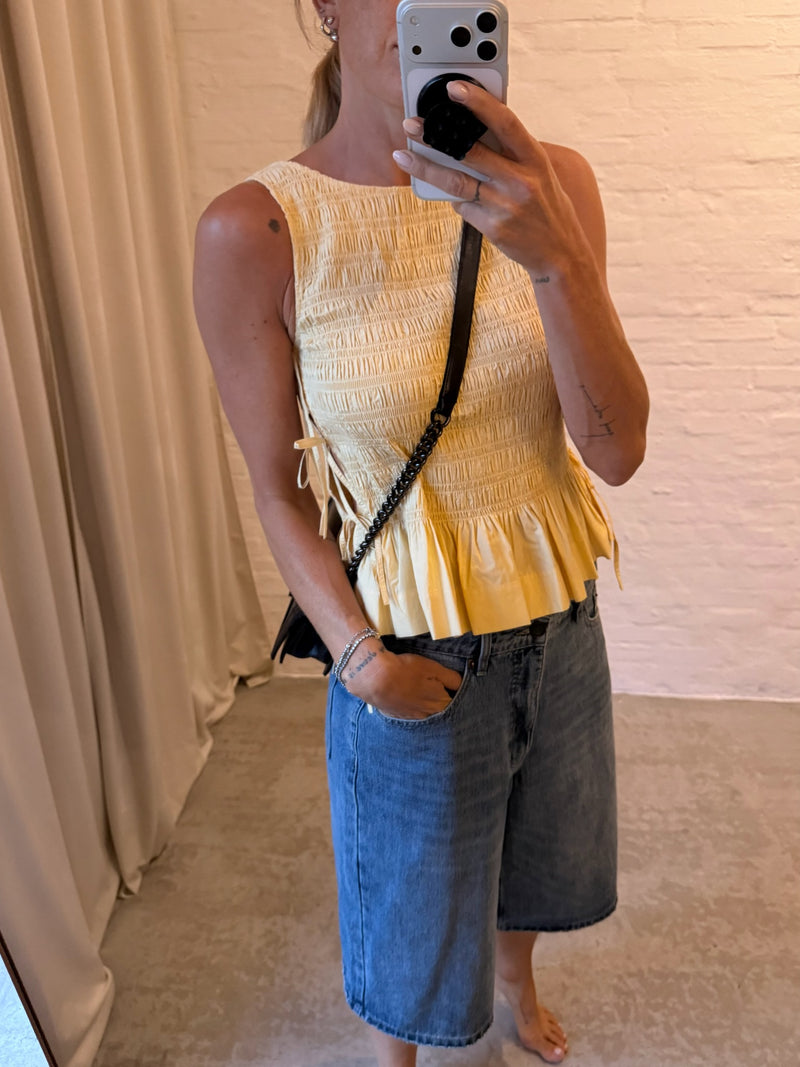 Ganni - Top - Italian Straw - Poplin Smock Top