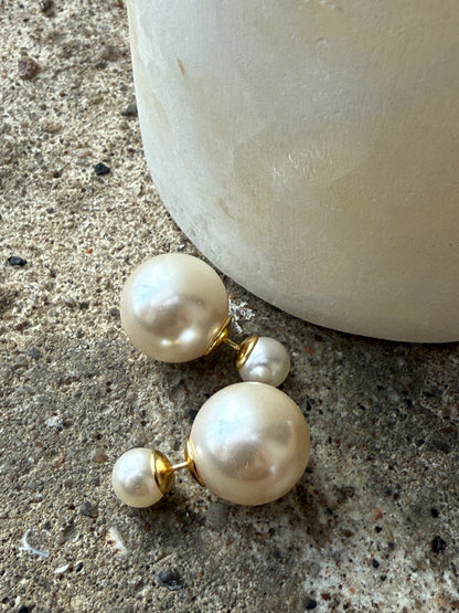 Andcopenhagen - Sophie double pearl Øreringe - 18 karat guldbelagt sterlingsølv