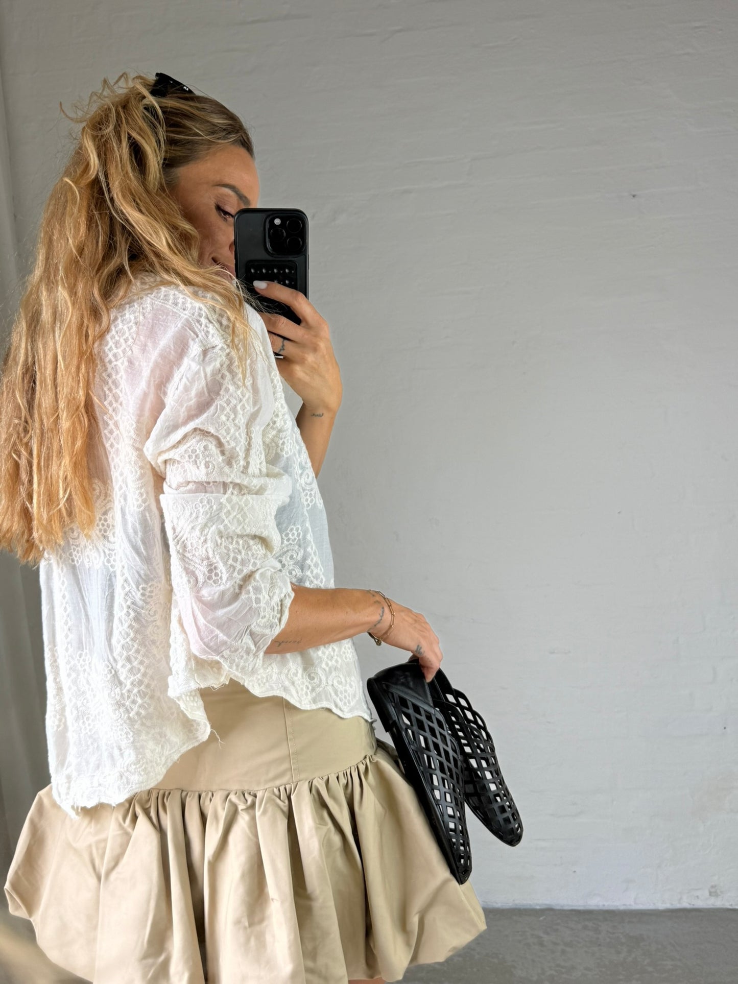 Ganni - Nederdel - Warm Sand - Double Cotton Mini Skirt