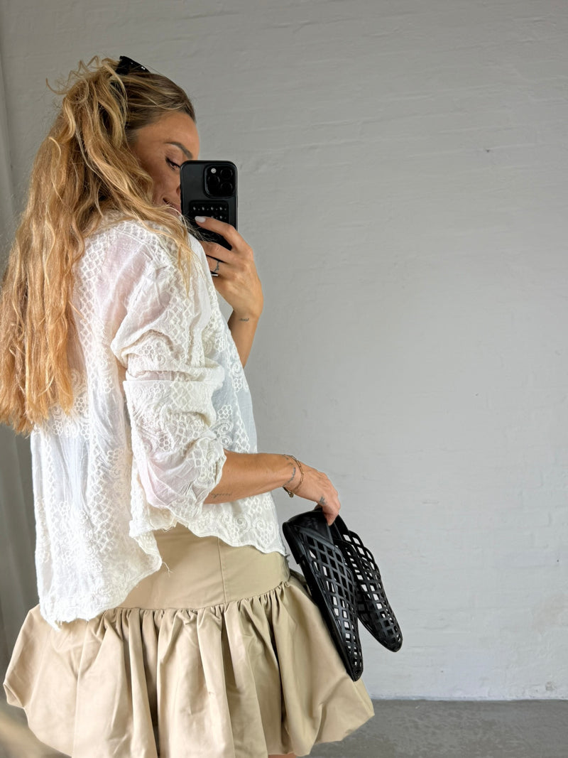 Ganni - Nederdel - Warm Sand - Double Cotton Mini Skirt