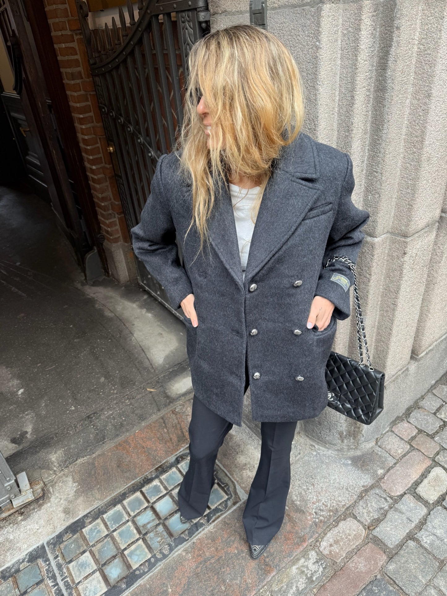 Ganni - Trenchcoat - Grå - Doublebreasted Blazer