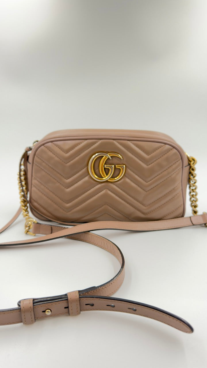 Gucci - GG Marmont Matelassé Mini - beige crossbody taske - secondhand