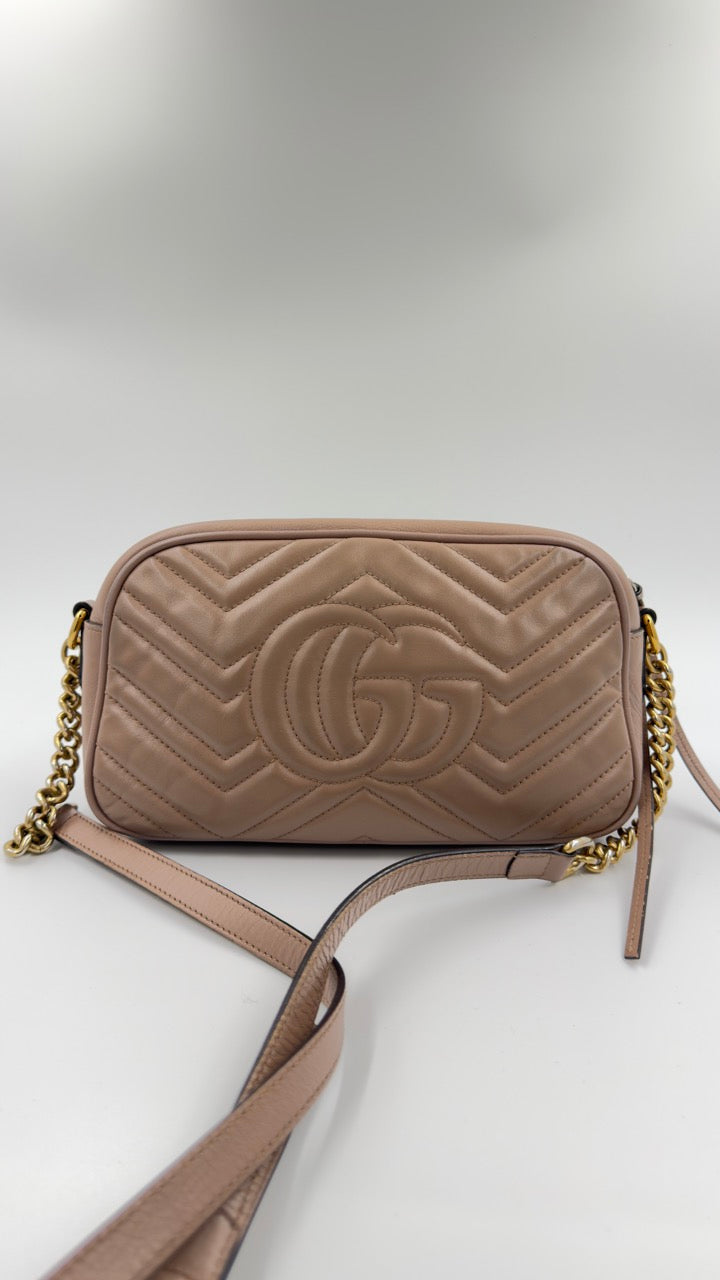 Gucci - GG Marmont Matelassé Mini - beige crossbody taske - secondhand