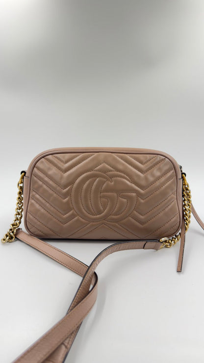 Gucci - GG Marmont Matelassé Mini - beige crossbody taske - secondhand