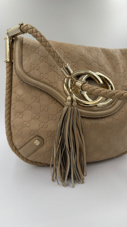 Gucci - Guccissima Leather Hobo - beige skuldertaske - secondhand