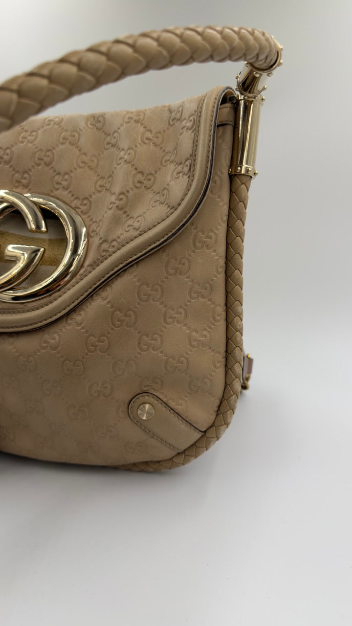 Gucci - Guccissima Leather Hobo - beige skuldertaske - secondhand