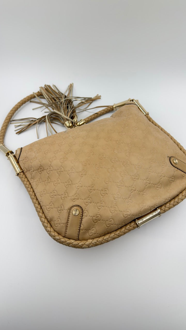 Gucci - Guccissima Leather Hobo - beige skuldertaske - secondhand