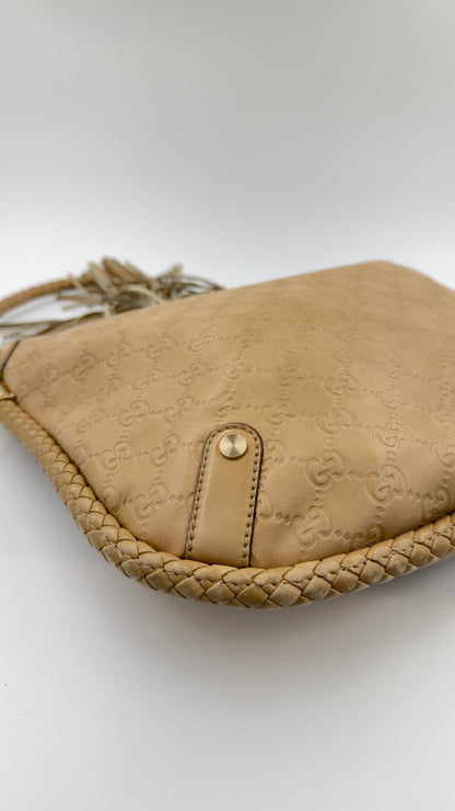 Gucci - Guccissima Leather Hobo - beige skuldertaske - secondhand