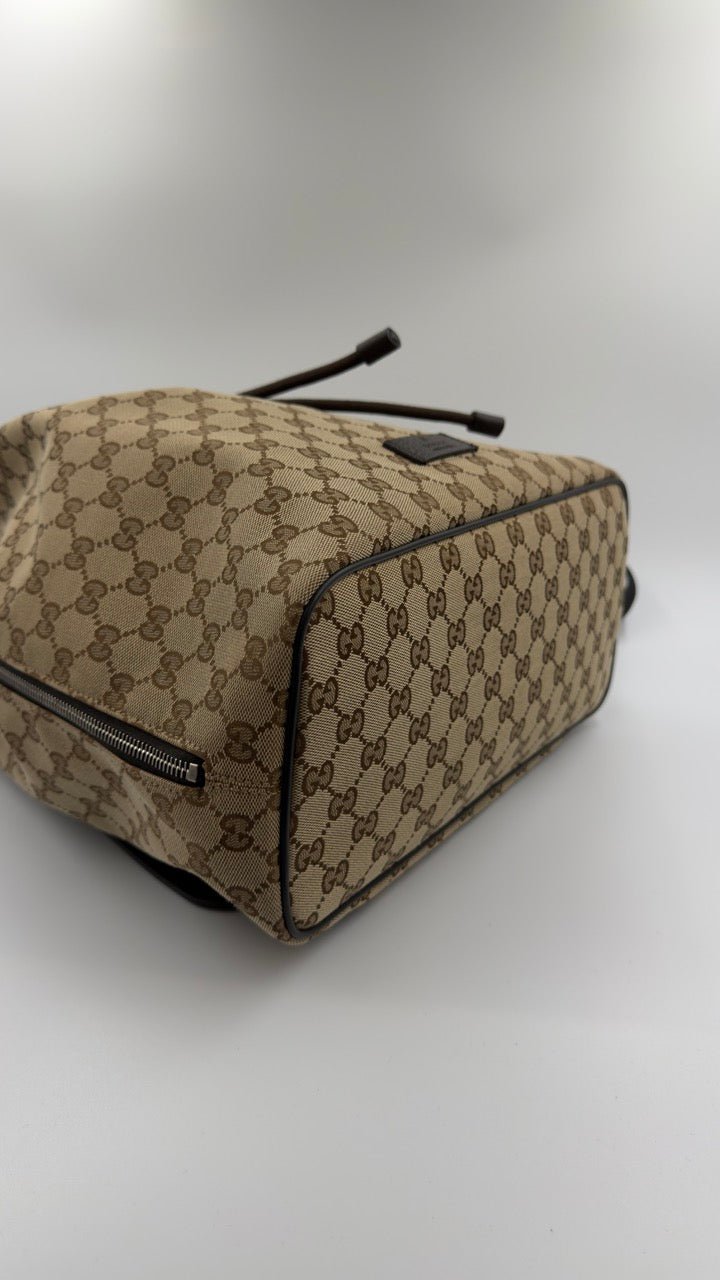 Gucci - GG Canvas Drawstring Backpack - beige/brun rygsæk - secondhand