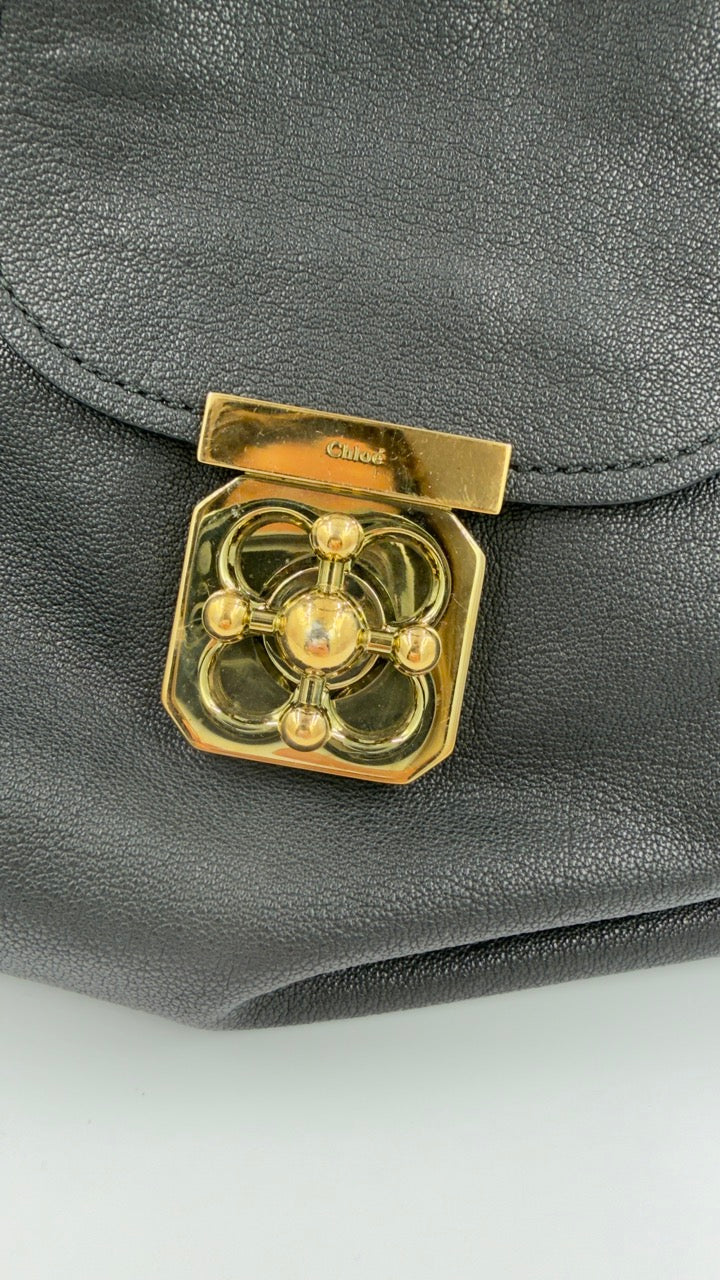 Chloé - Elsie Leather Tote - mørkegrå håndtaske - secondhand