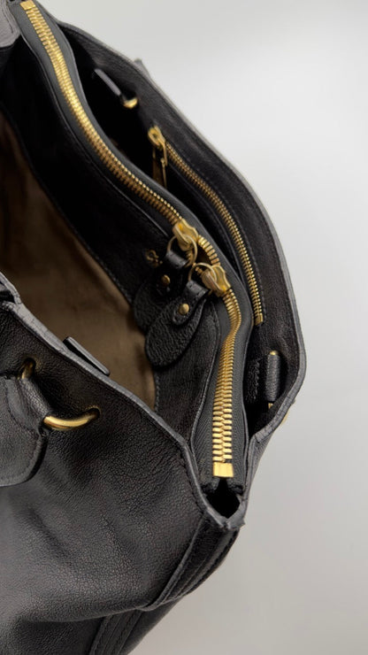 Chloé - Elsie Leather Tote - mørkegrå håndtaske - secondhand