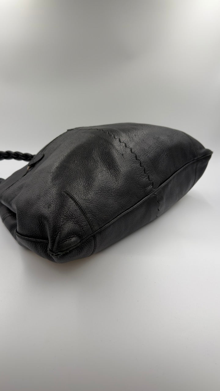 Bottega Veneta - Braided Handle Leather Tote - sort skuldertaske - secondhand