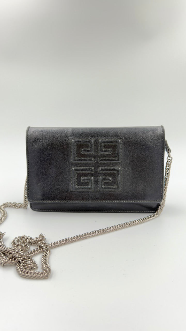 Givenchy - 4G Leather Chain Crossbody - sort skuldertaske - secondhand