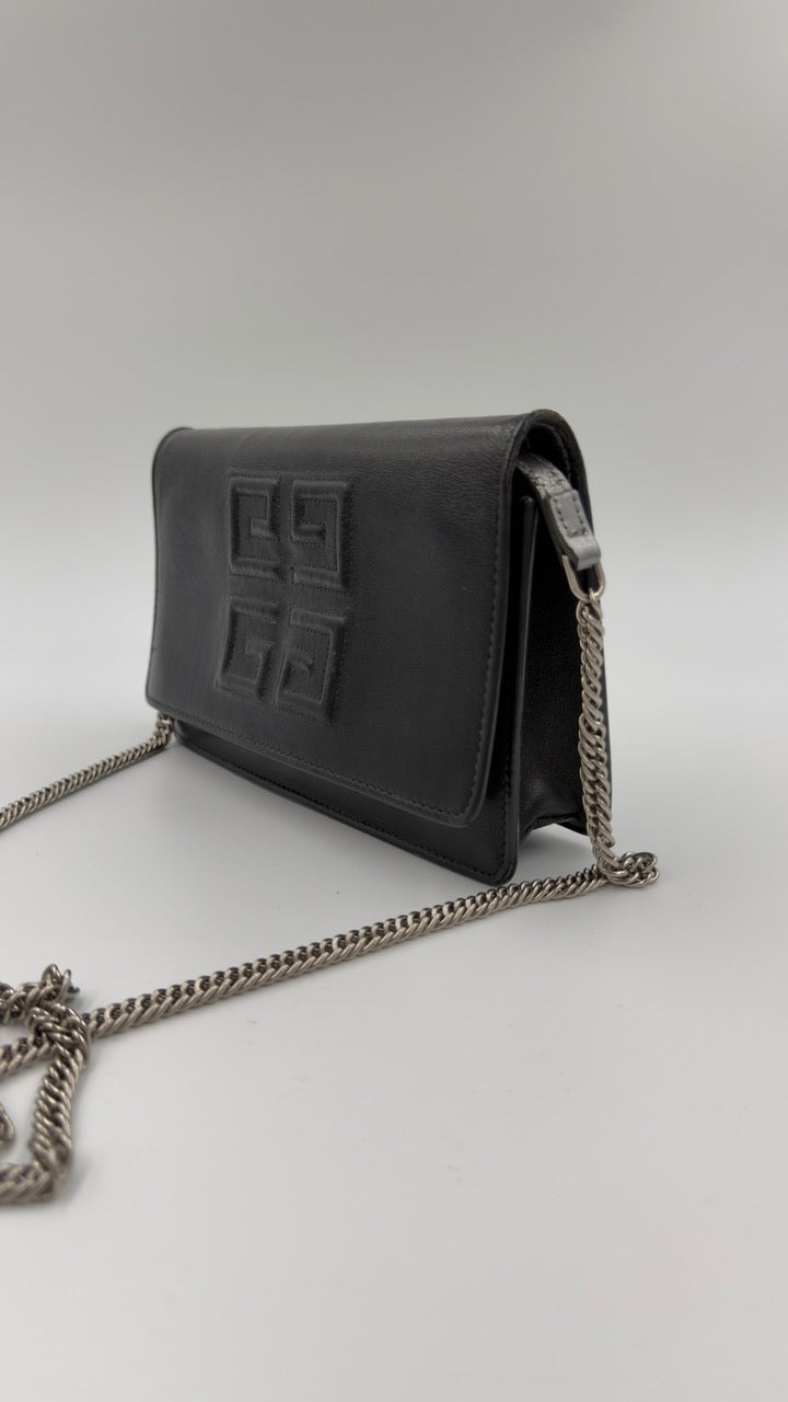 Givenchy - 4G Leather Chain Crossbody - sort skuldertaske - secondhand