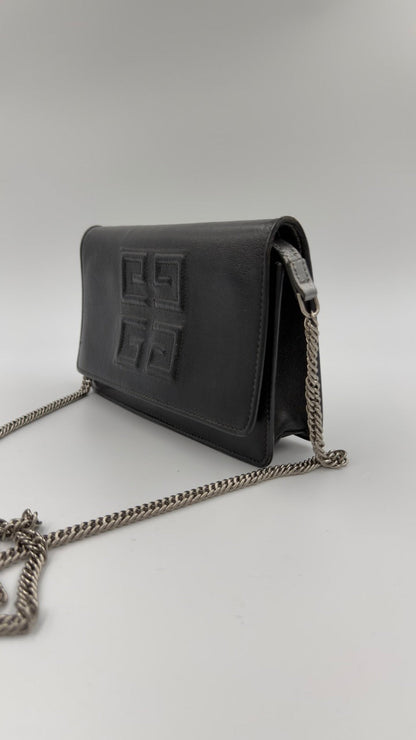 Givenchy - 4G Leather Chain Crossbody - sort skuldertaske - secondhand