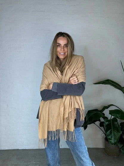 Andcopenhagen Basics-- Cashmeretørklæde sand - 70% cashmere - Yana