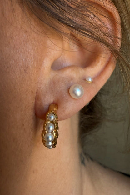 Andcopenhagen Jewelry - Øreringe - 18 Karat guldbelagt messing - Pearl Croissant