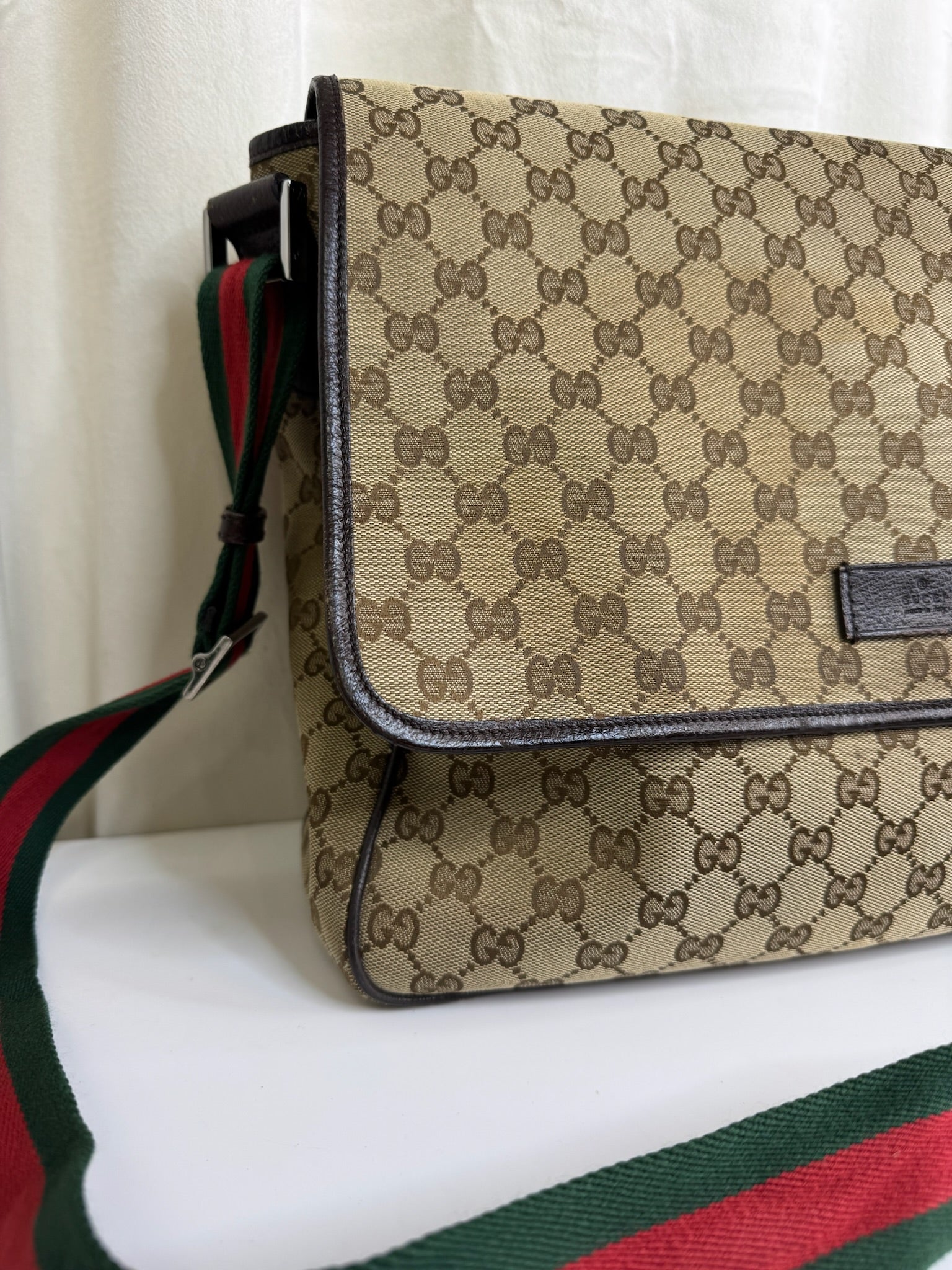 Gucci - Canvas web strap flap - Skulder/crossbody taske - Secondhand