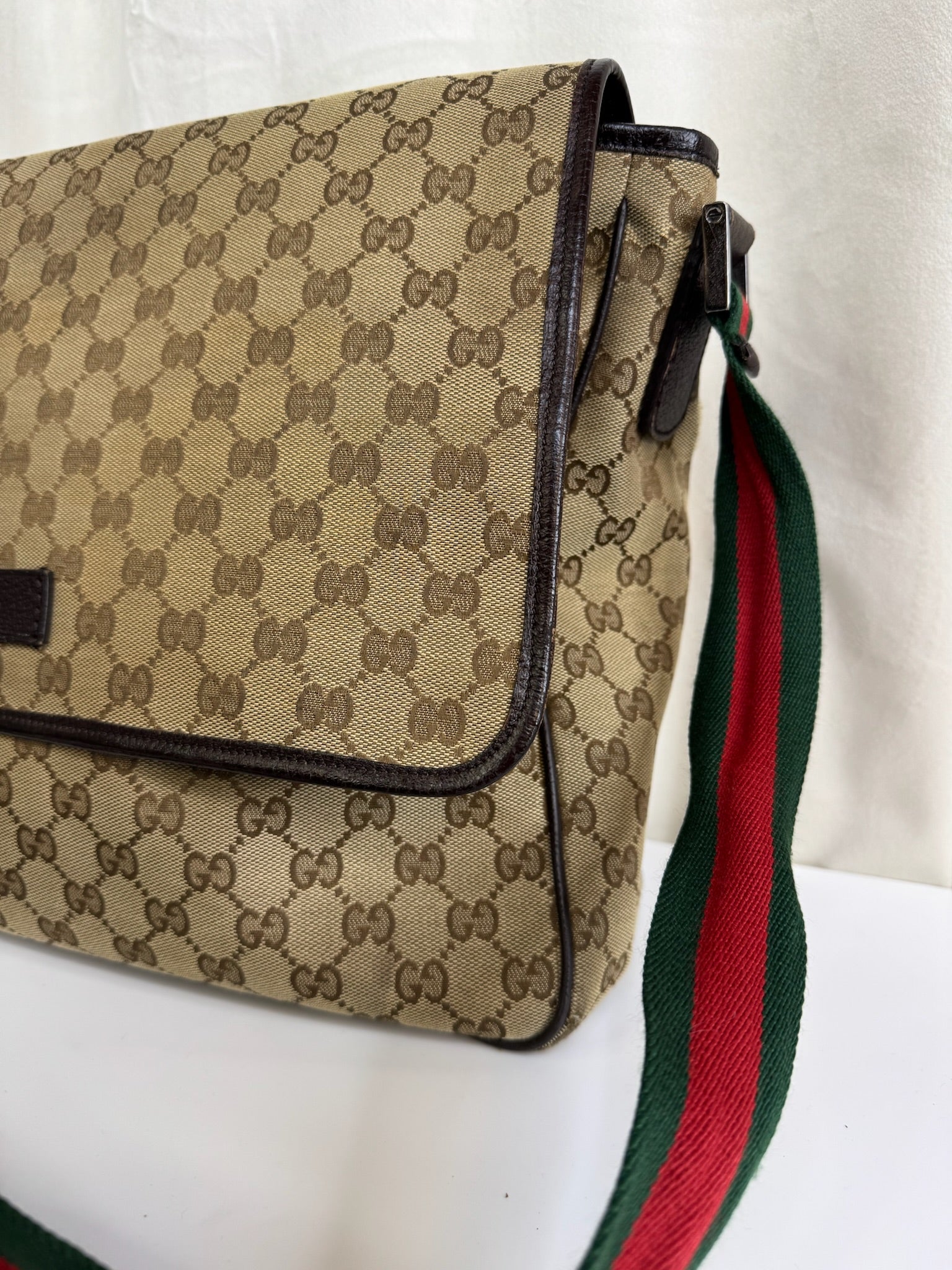 Gucci - Canvas web strap flap - Skulder/crossbody taske - Secondhand