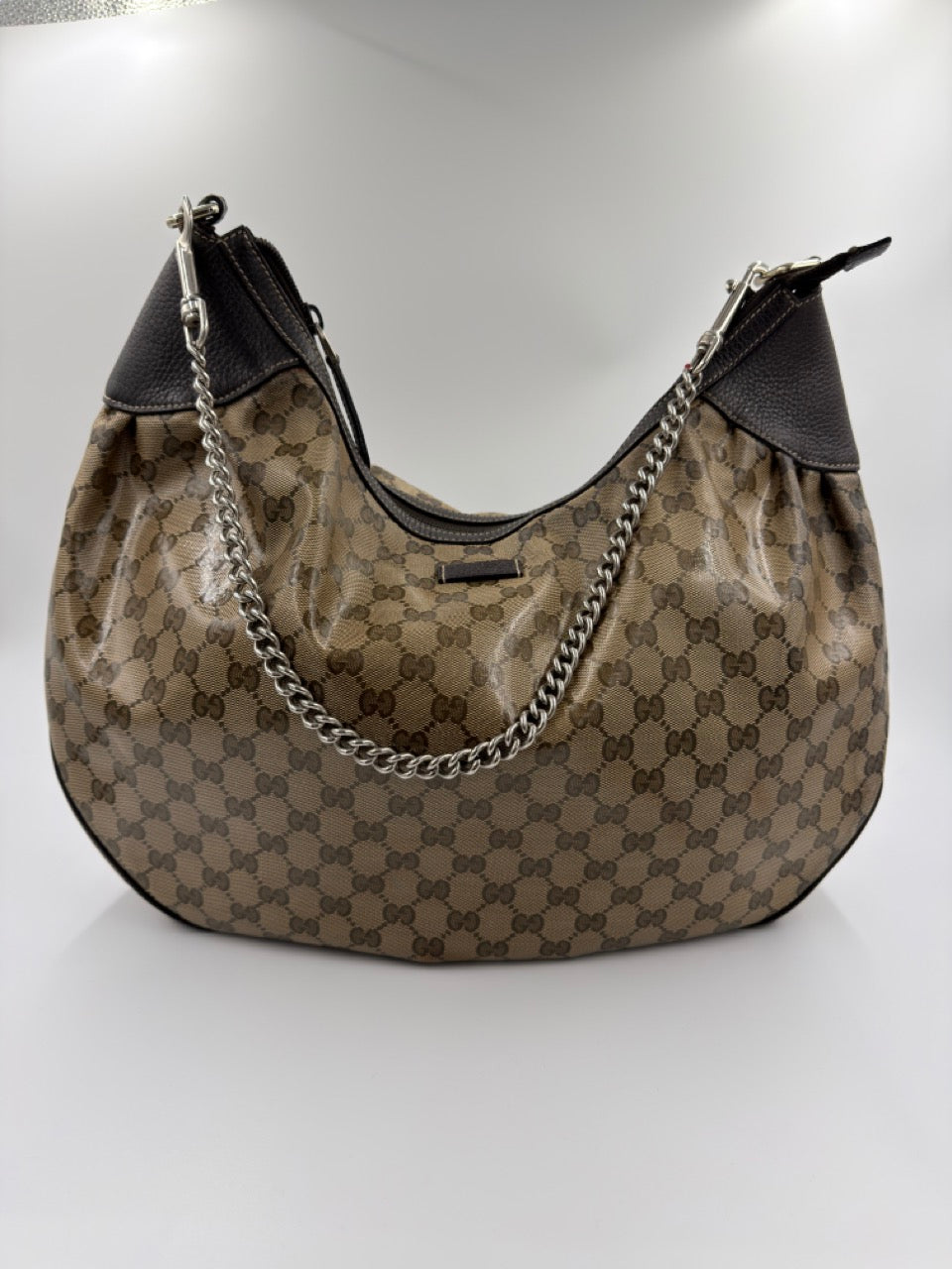 Gucci Abbey D-Ring Hobo - skuldertaske - beige/brun monogram taske - secondhand