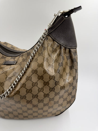Gucci Abbey D-Ring Hobo - skuldertaske - beige/brun monogram taske - secondhand