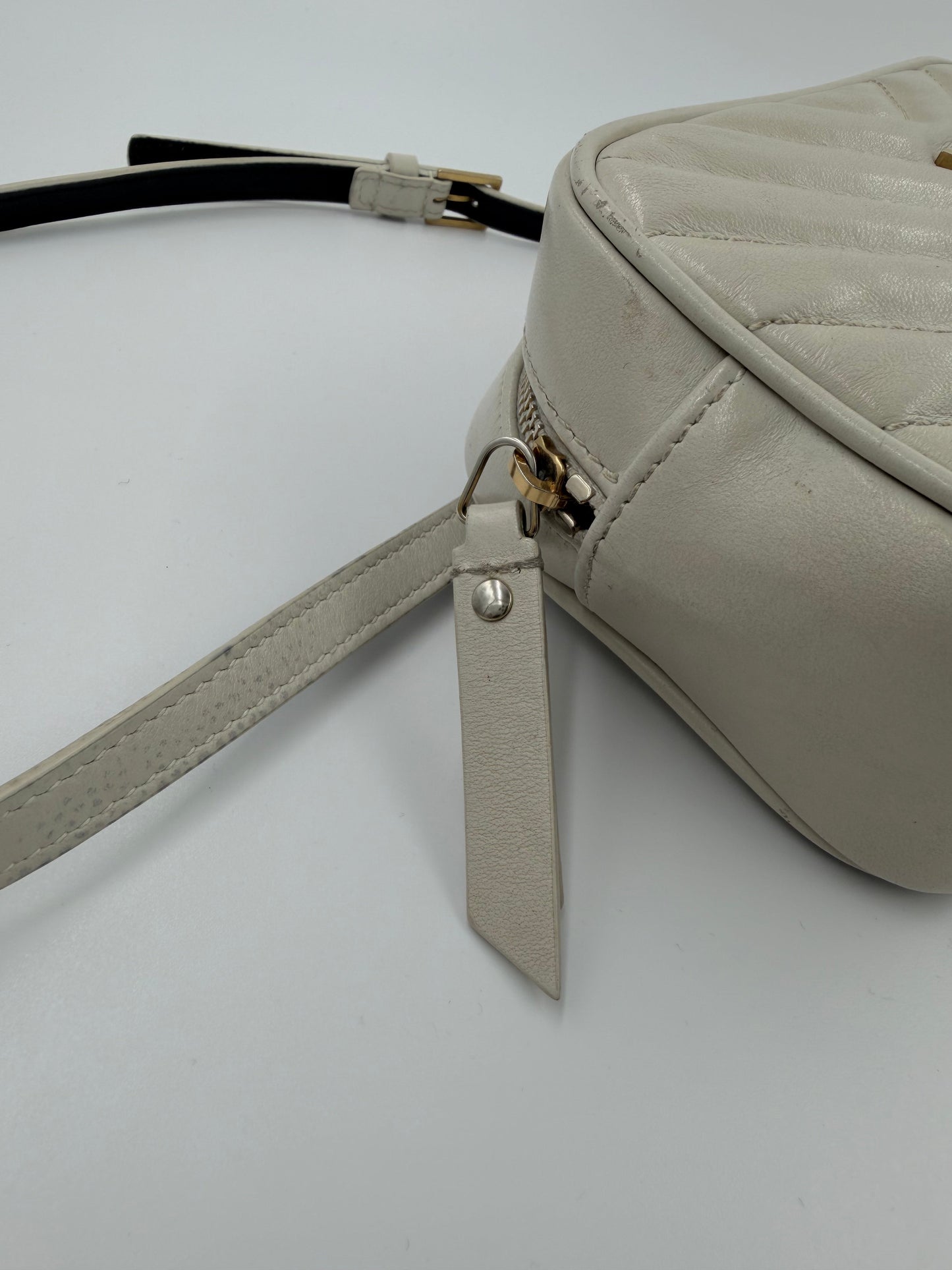 Saint Laurent Lou Belt Bag - bæltetaske - creme quiltet lædertaske - secondhand