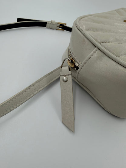 Saint Laurent Lou Belt Bag - bæltetaske - creme quiltet lædertaske - secondhand