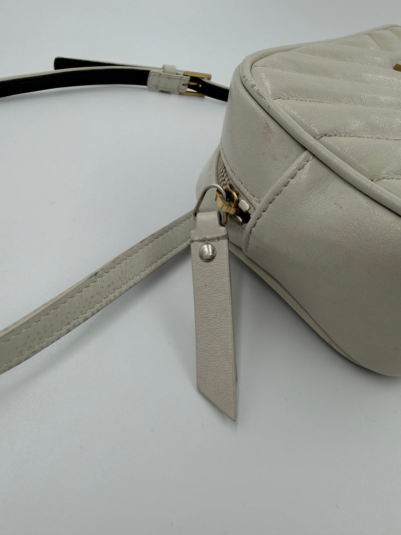 Saint Laurent Lou Belt Bag - bæltetaske - creme quiltet lædertaske - secondhand
