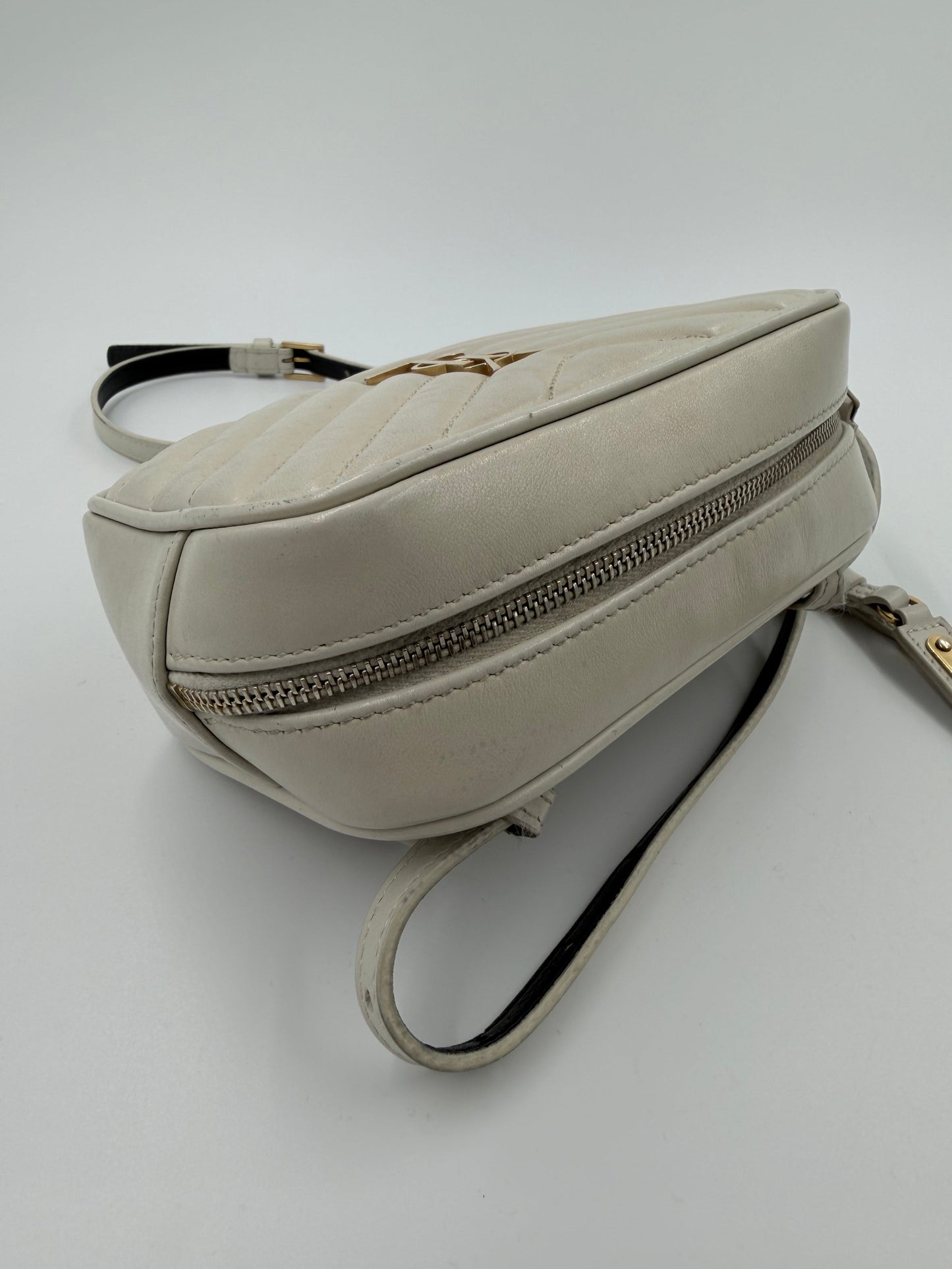 Saint Laurent Lou Belt Bag - bæltetaske - creme quiltet lædertaske - secondhand