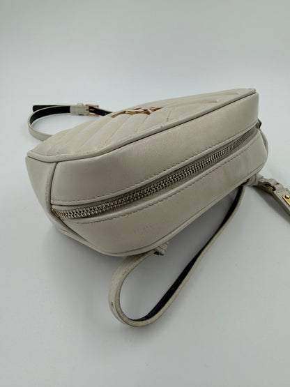 Saint Laurent Lou Belt Bag - bæltetaske - creme quiltet lædertaske - secondhand