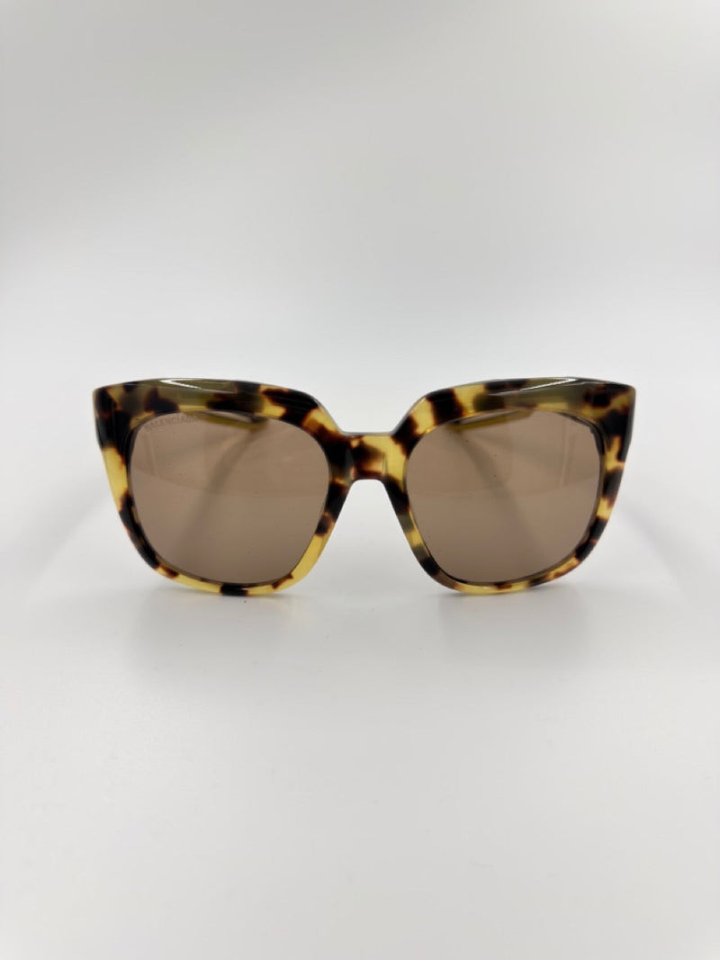 Balenciaga Logo Square - solbriller - tortoise/sorte oversized solbriller - secondhand