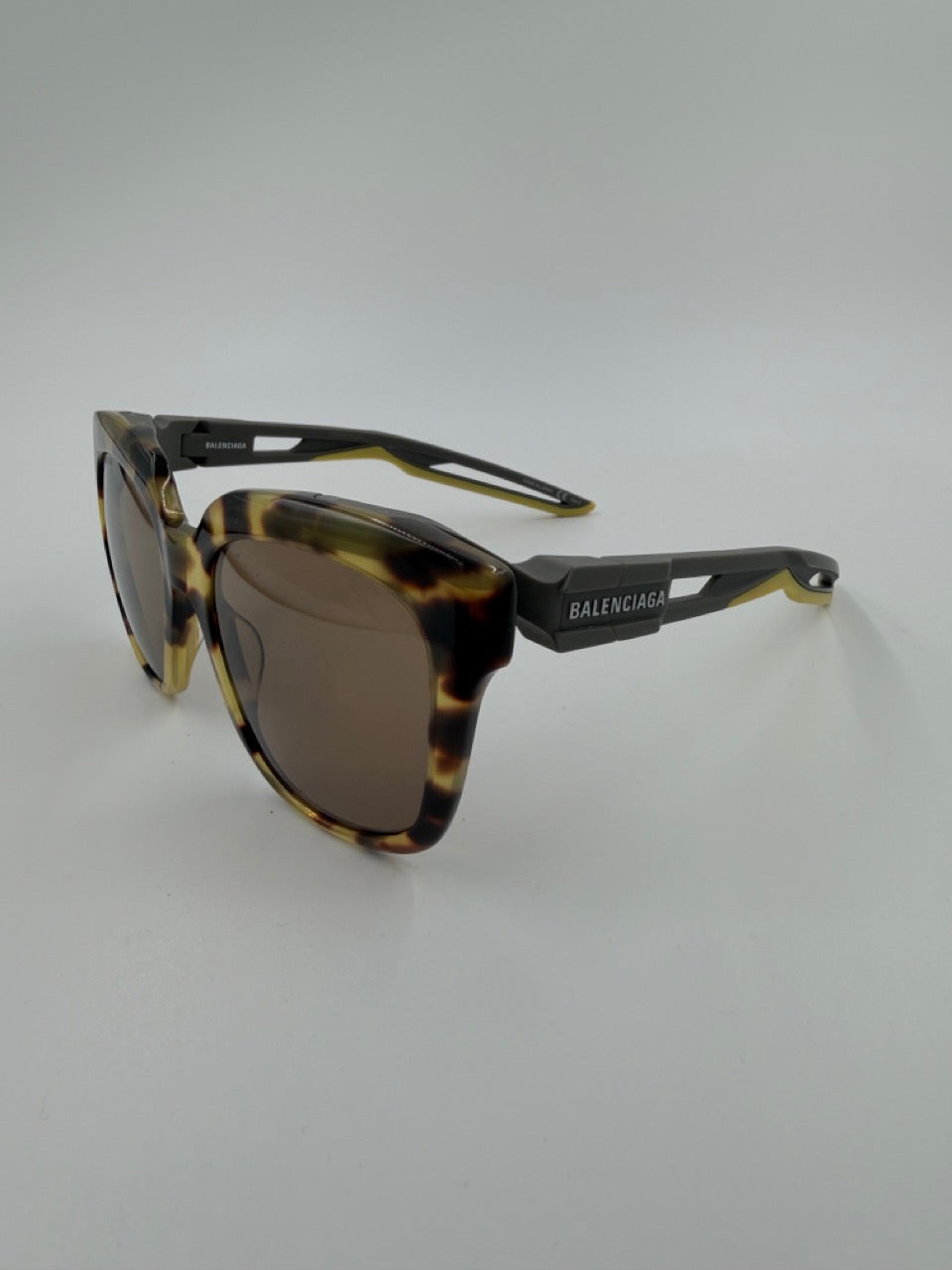 Balenciaga Logo Square - solbriller - tortoise/sorte oversized solbriller - secondhand