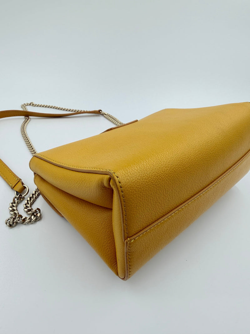 Jimmy Choo Rebel Soft - crossbody taske - gul lædertaske med kæderem - secondhand