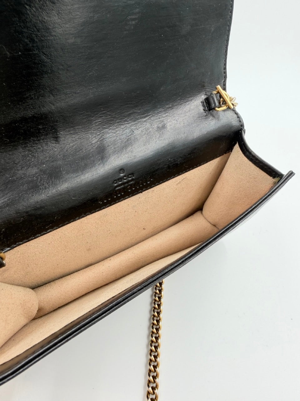 Gucci GG Marmont Wallet On Chain - sort quiltet skuldertaske - secondhand