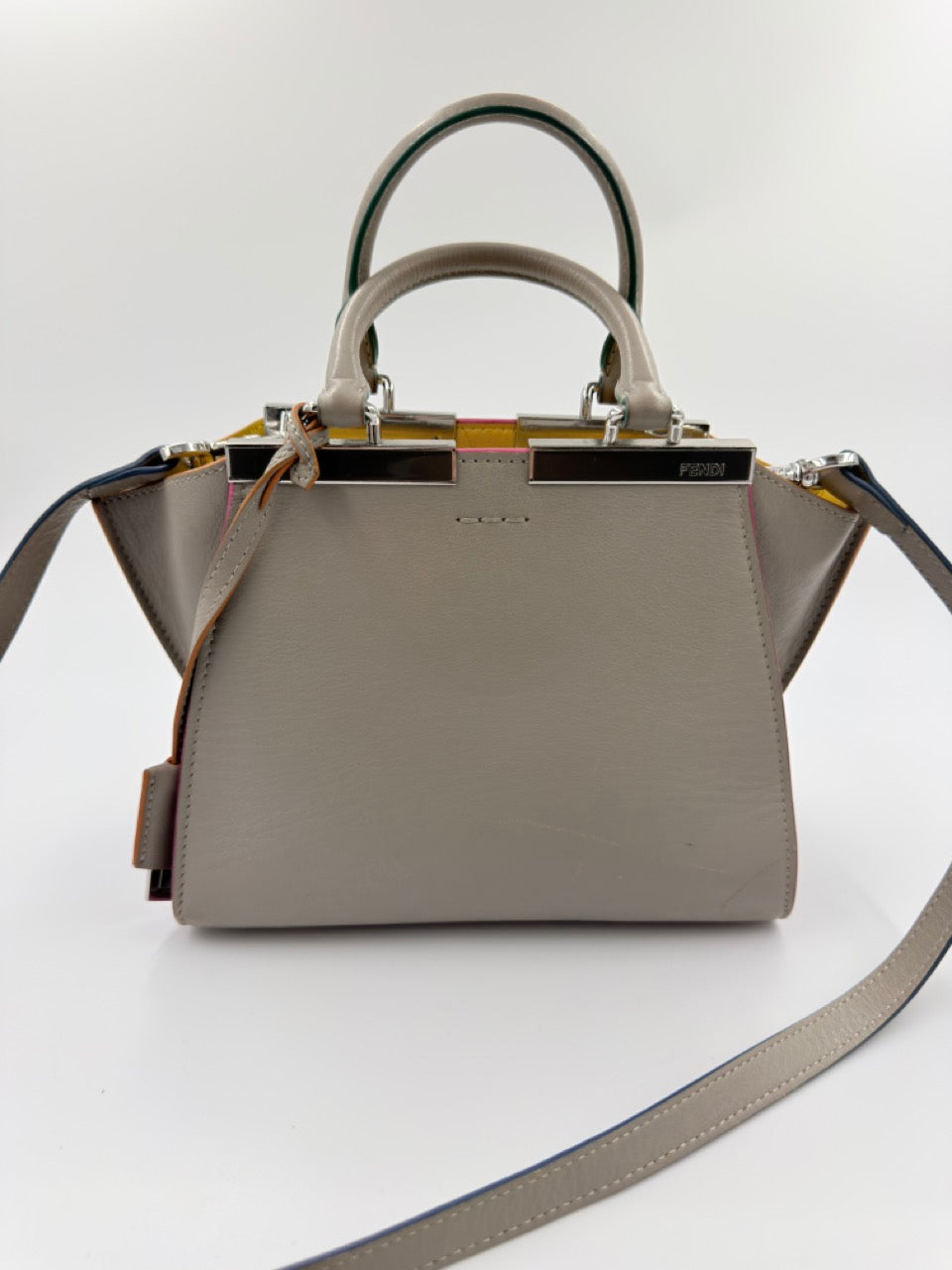 Fendi 3Jours Mini - håndtaske / crossbody taske - creme flerfarvet lædertaske - secondhand