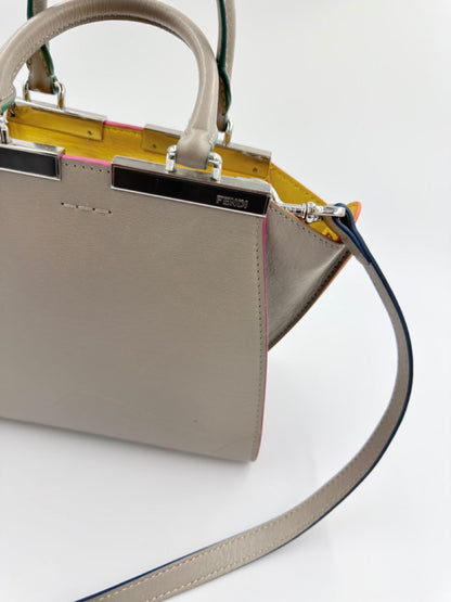 Fendi 3Jours Mini - håndtaske / crossbody taske - creme flerfarvet lædertaske - secondhand