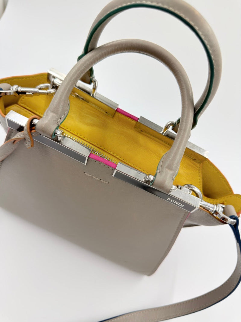 Fendi 3Jours Mini - håndtaske / crossbody taske - creme flerfarvet lædertaske - secondhand