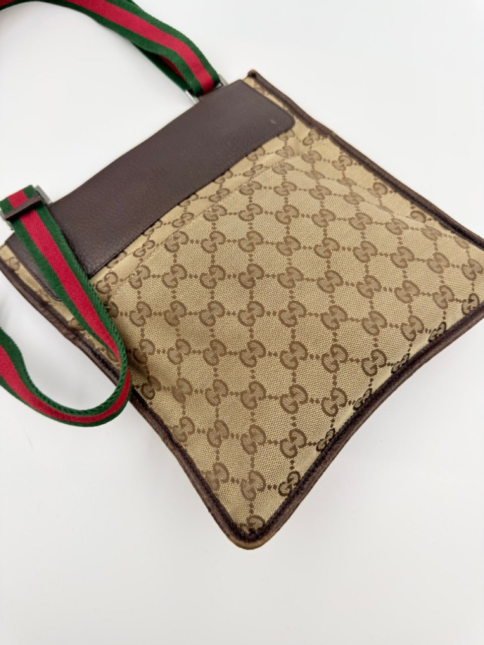 Gucci GG Canvas Web Messenger - crossbody taske - beige/brun monogram taske - secondhand