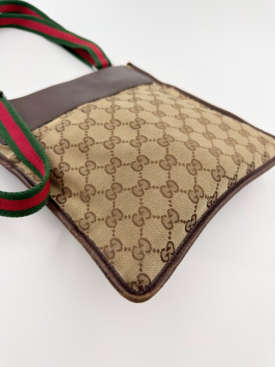 Gucci GG Canvas Web Messenger - crossbody taske - beige/brun monogram taske - secondhand