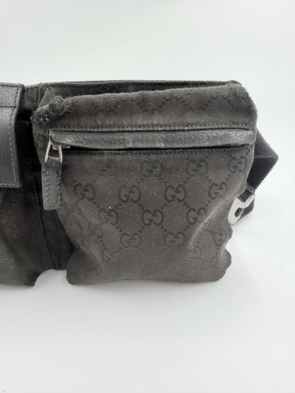 Gucci - Sort - GG canvas bæltetaske -  Secondhand