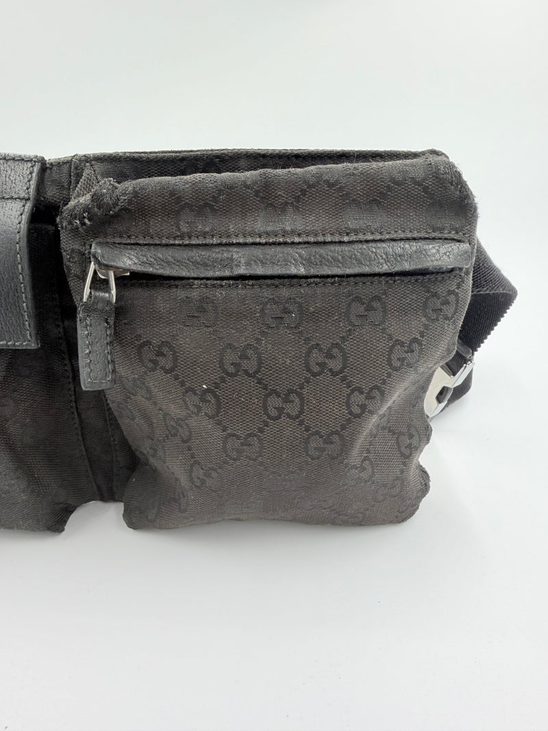 Gucci - Sort - GG canvas bæltetaske -  Secondhand