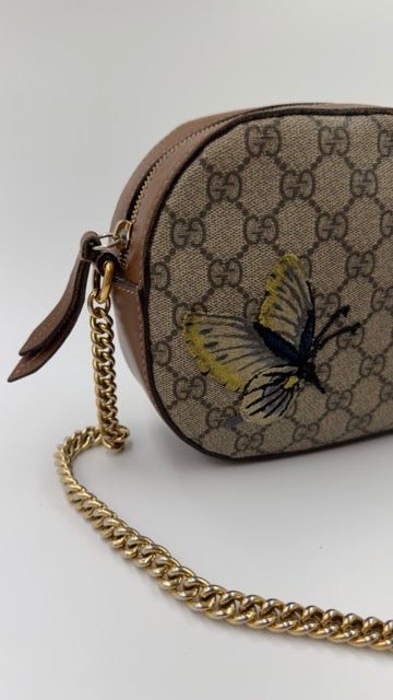 Gucci - GG Supreme Butterfly Crossbody Bag - beige skuldertaske - secondhand