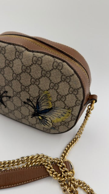Gucci - GG Supreme Butterfly Crossbody Bag - beige skuldertaske - secondhand