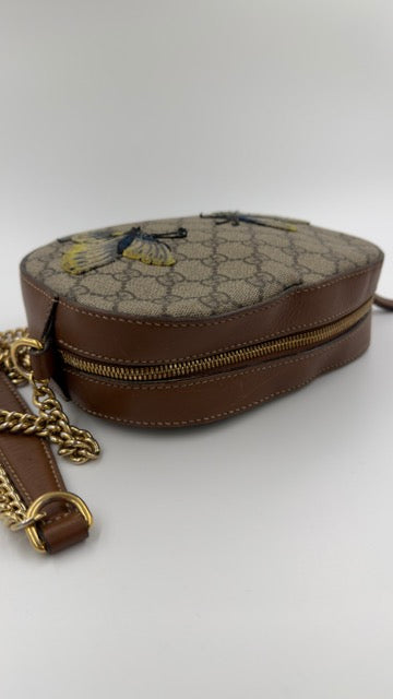 Gucci - GG Supreme Butterfly Crossbody Bag - beige skuldertaske - secondhand