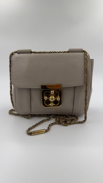 Chloé - Elsie Leather Shoulder Bag - beige skuldertaske - secondhand